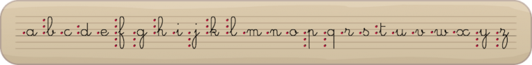 Écriture cursive - les 26 lettres de l'alphabet en attaché