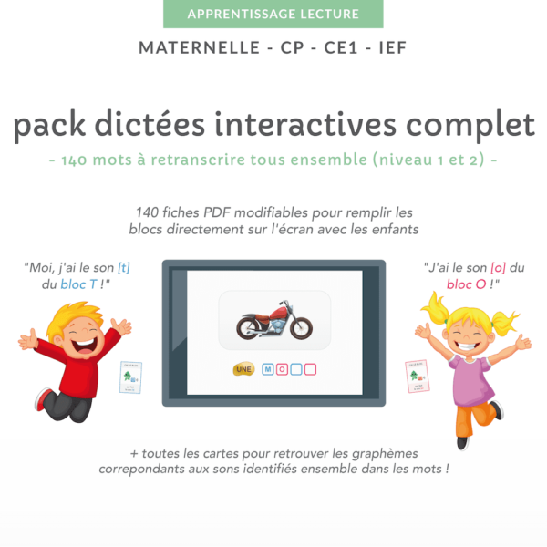 pack dictées interactives niveau 1 et 2 apprendre avec bobo