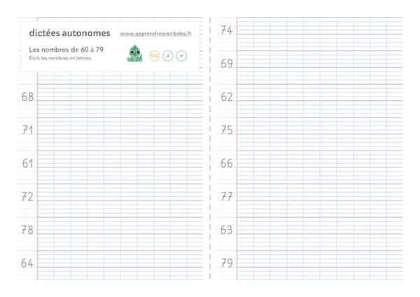 Exercice écrire Les Nombres En Lettres à Imprimer Pdf apprendreavecbobo.fr