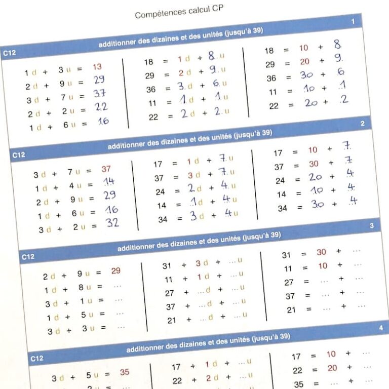 Fiches de calcul CP à imprimer pour devenir un as en calcul mental — free download