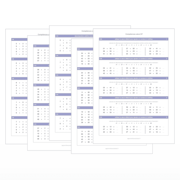 fiches calcul cp à imprimer