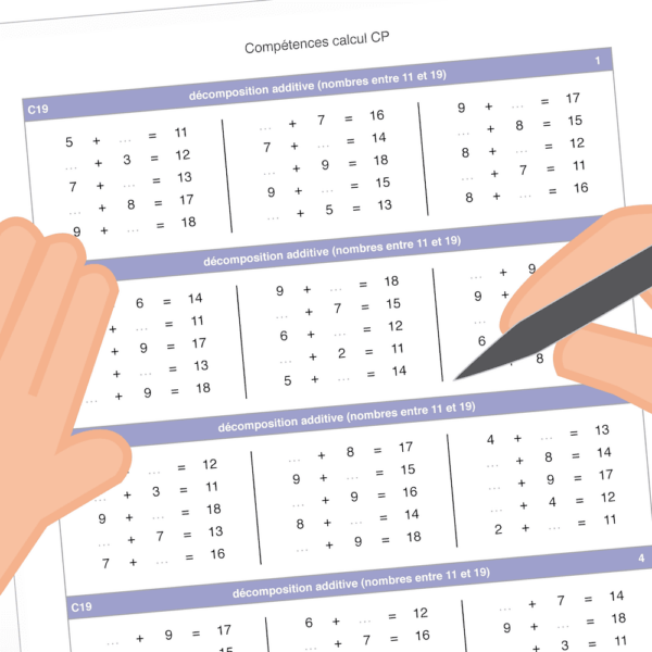 fiches de calcul cp à imprimer progression complète 1