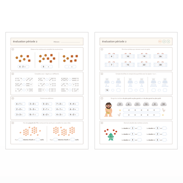 fiches évaluation numération cp à imprimer