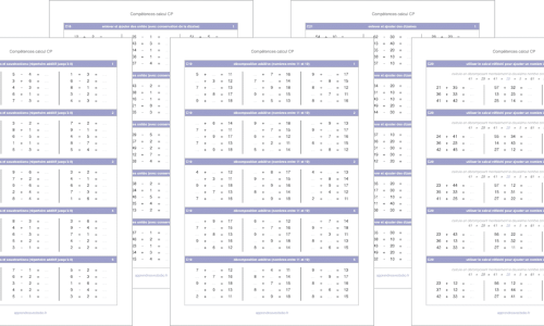 calcul mental CP - fiches d'exercices à imprimer