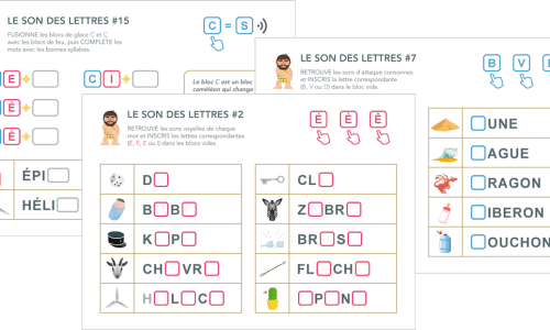 fiches d'activités à imprimer - son des lettres - maternelle CP CE1 IEF